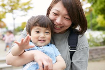 あおむし撮影会での親子写真